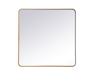 Soft corner metal rectangular mirror 36x36 inch in Brass