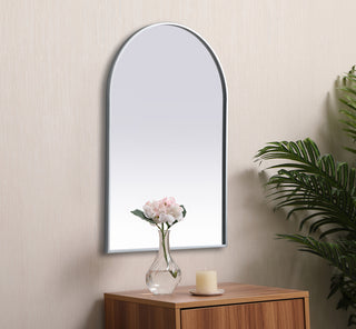 Metal Frame Arch Mirror 24x36 Inch in Silver