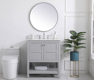 30 inch Single Bathroom Vanity in Gray with Backsplash