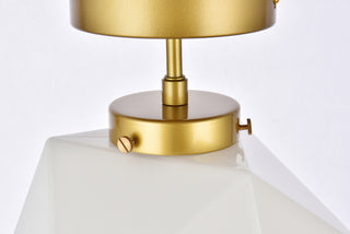 Lawrence 1 light brass and white glass flush mount