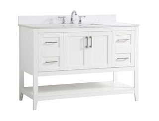 48 inch Single Bathroom Vanity in White with Backsplash