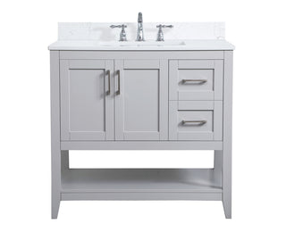 36 inch Single Bathroom Vanity in Grey with Backsplash