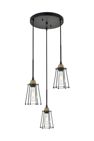 Auspice 3 light brass and black Pendant