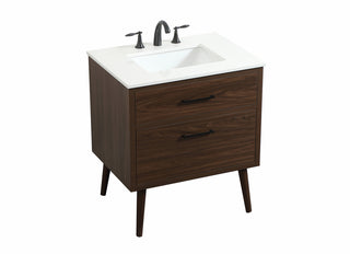 30 inch Single bathroom vanity in walnut