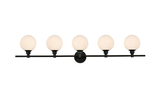 Cordelia 5 light Black and frosted white Bath Sconce