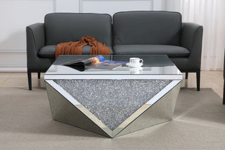 38 inch Square Crystal Coffee Table Silver Royal Cut Crystal