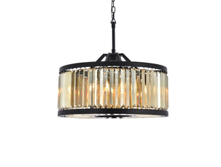 Chelsea 8 light Matte Black Chandelier Golden Teak (Smoky) Royal Cut Crystal