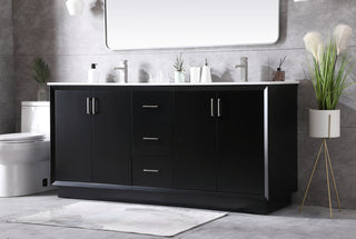 72 Inch Double Bathroom Vanity In Black