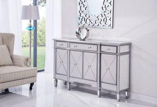 3 Drawer 4 Door Cabinet 60 in. x 14 in. x 36 in. in silver Clear