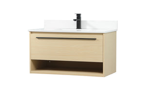 36 inch Single bathroom vanity in maple with backsplash