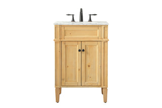 24 inch Single bathroom vanity in natural wood