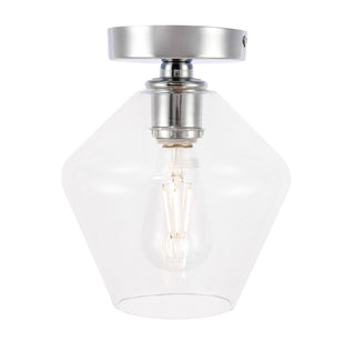 Gene 1 light Chrome and Clear glass Flush mount