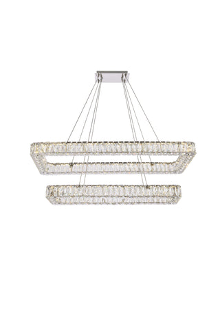 Monroe 42 inch LED double rectangle pendant in chrome