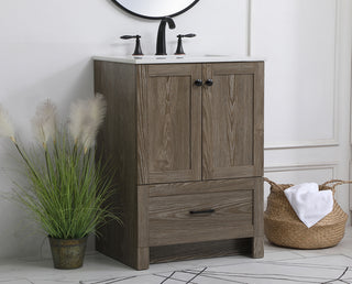 24 inch Single Bathroom Vanity in Weathered oak