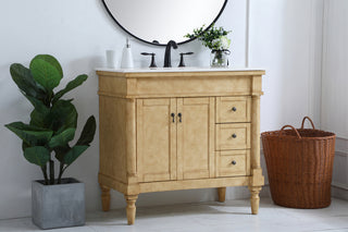 36 inch Single Bathroom vanity in Antique Beige with ivory white engineered marble