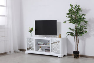 60 in. mirrored TV stand in white
