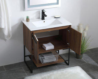 30 inch  Single Bathroom Vanity in Walnut Brown