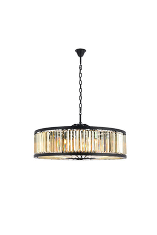 Chelsea 10 light Matte Black Chandelier Golden Teak (Smoky) Royal Cut Crystal