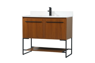 40 inch Single bathroom vanity in teak with backsplash