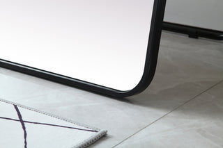 Soft Corner Metal Rectangle Full Length Mirror 30x60 Inch in Black