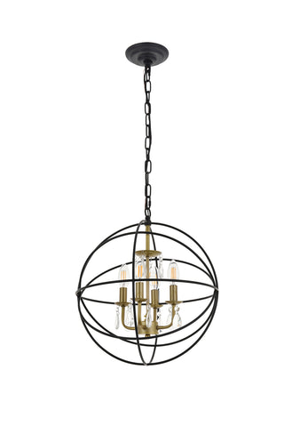 Wallace 4 light Matte Black and Brass Pendant