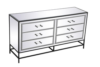 60 inch mirrored 6 drawers chest in black