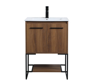 24 inch  Single Bathroom Vanity in Walnut Brown