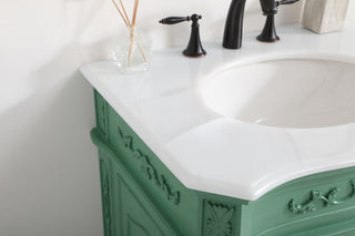 27 inch Single Bathroom vanity in vintage mint with ivory white engineered marble