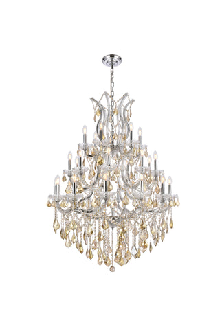 Maria Theresa 28 light Chrome Chandelier Golden Teak (Smoky) Royal Cut Crystal