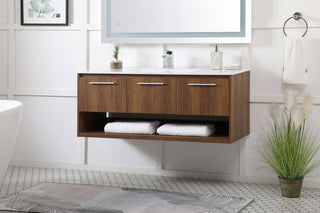 48 inch  Single Bathroom Floating Vanity in Walnut Brown