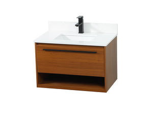 30 inch Single bathroom vanity in teak with backsplash