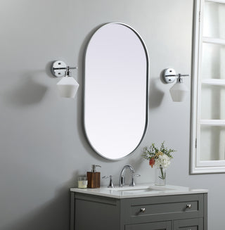 Metal Frame Oval Mirror 24x40 Inch in Silver