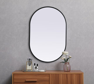 Metal Frame Oval Mirror 24x36 Inch in Black