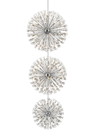 Vera 50 inch three tiers crystal starburst chandelier in chrome