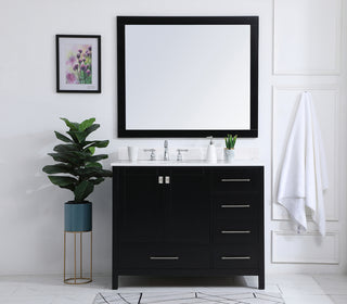 42 inch Single Bathroom Vanity in Black with Backsplash