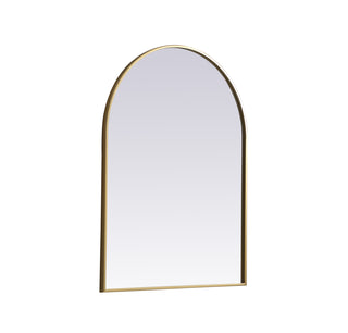 Metal Frame Arch Mirror 27x36 Inch in Brass