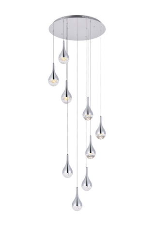 Amherst Collection LED 9-light chandelier 24in x 9in chrome finish