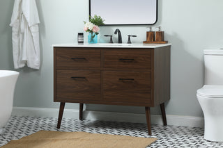 42 inch Single bathroom vanity in walnut