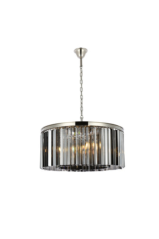 Sydney 8 light polished nickel Chandelier Silver Shade (Grey) Royal Cut Crystal