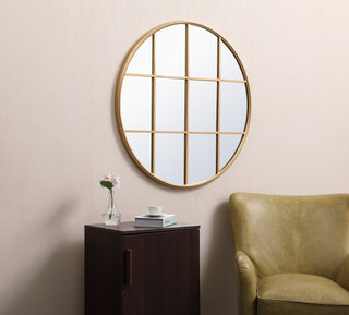 Metal windowpane mirror 36 inch x 36 inch in Brass