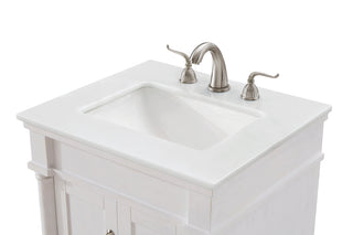 24 inch Single Bathroom vanity in Antique White with ivory white engineered marble