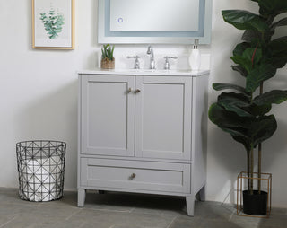 30 inch Single Bathroom Vanity in Grey with Backsplash