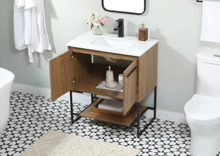 30 inch Single bathroom vanity in walnut brown