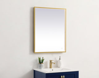 Pier 24x30 inch LED mirror with adjustable color temperature 3000K/4200K/6400K in brass