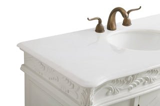 48 inch Single Bathroom vanity in Antique White with ivory white engineered marble