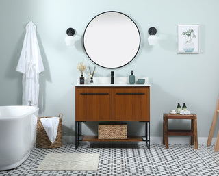 40 inch Single bathroom vanity in teak with backsplash