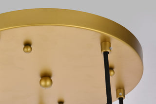 Eclipse 5 Lights Brass Pendant With Frosted White Glass