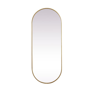 Metal Frame Oval Mirror 24x60 Inch in Brass