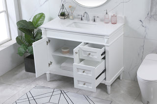 42 inch Single bathroom vanity in white with backsplash