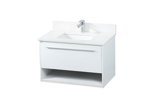 30 inch Single bathroom vanity in white with backsplash